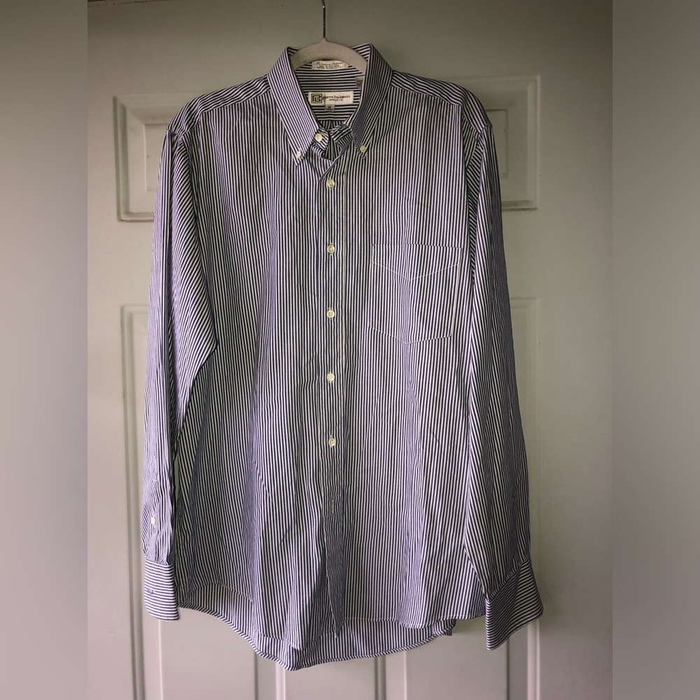 Pierre Balmain striped pocket dress shirt size 16 34/35